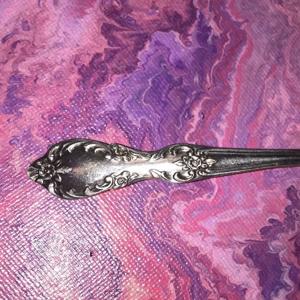 WM Rodgers Floral Detailed Handle Silver Toned Extra Plated Soup Spoon
